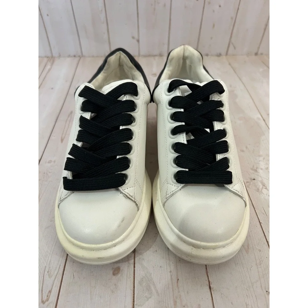Steve Madden Gaines White Faux Leather Chunky Women's Platform Sneakers Sz 4M